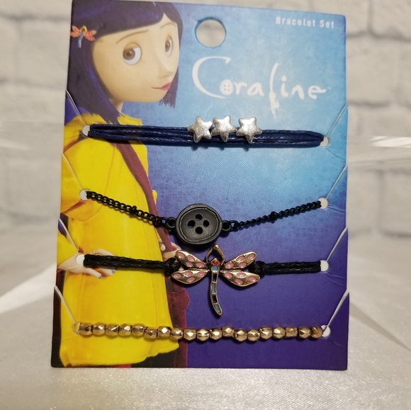 Coraline Dragonfly Button Stars Bracelet Set 4 Piece Bracelets Laika New - Picture 9 of 16